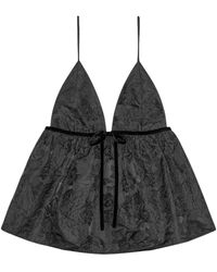 Ganni - Floral-Jacquard Flared Tank Top - Lyst