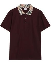 Burberry - Polo De Algodón Con Cuello A Cuadros - Lyst