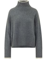 Pinko - Ribbed-Knit High-Neck Wool Sweater - Lyst