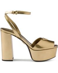 Prada - 115Mm Leather Platform Sandals - Lyst