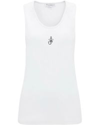 JW Anderson - Logo-Embroidered Ribbed-Knit Top - Lyst