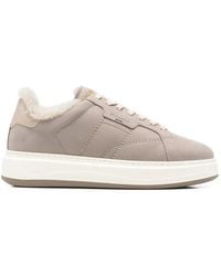 Woolrich - Shearling-Lined Leather Sneakers - Lyst
