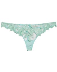 Fleur du Mal - Lily-embroidered Sheer Thong - Lyst
