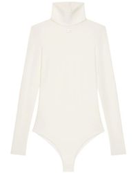 Courreges - Logo-Embroidered Mock-Neck Bodysuit - Lyst