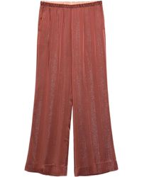 Forte Forte - Silber Striped Satin reguläre Taillenhose - Lyst