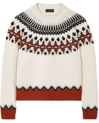 Alanui - Wool Crewneck Sweater With Geometric Detail - Lyst