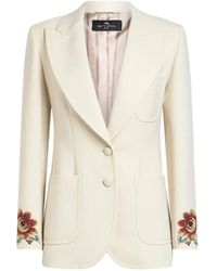Etro - Single-Breasted Blazer With Floral Embroidery - Lyst