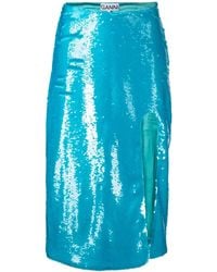 Ganni - Sequined Midi Skirt - Lyst