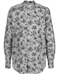 Kiton - Floral-print Collarless Shirt - Lyst
