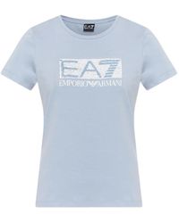 EA7 - Sequin-Logo T-Shirt - Lyst