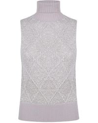 D.exterior - Débardeur Orné De Sequins À Col Roulé - Lyst