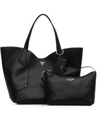 Guess - Darcy Logo-Plaque Pebbled Tote Bag - Lyst