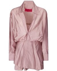 Thelatest - Denise Button-Up Mini-Jurk - Lyst