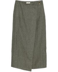 Herno - Long Yarn-Dyed Washed-Effect Linen Wrap Skirt With Logo Plate - Lyst