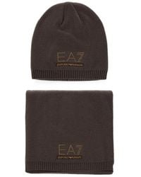 EA7 - Rhinestone-Embellished Beanie Hat And Scarf Set - Lyst