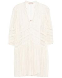 Twinset - Laced V-Neck Mini Dress - Lyst