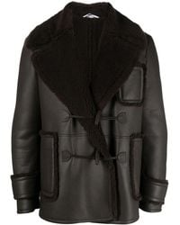 Thom Browne - Shearling-Collar Double-Breasted Coat - Lyst