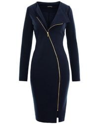 ROSERRY - Chelsea Asymmetric Zip-Front Midi Dress - Lyst