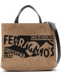 Ferragamo - Small Logo-embroidered Tote Bag - Lyst