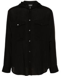 Emporio Armani - Camisa con capucha y botones - Lyst