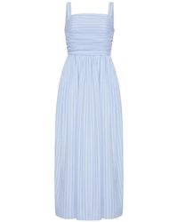 Adam Lippes - Calista Striped Gathered Midi Dress - Lyst