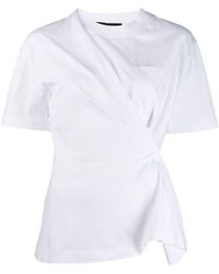 Cedric Charlier Pleat Detail T-shirt - White