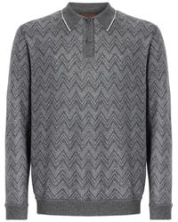 Missoni - Long-Sleeve Cashmere Zig Zag Polo Shirt - Lyst