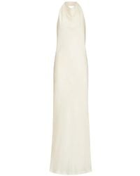 Brunello Cucinelli - Silk Satin Halterneck Dress - Lyst