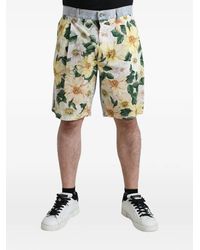 Dolce & Gabbana - Floral-Print Denim Shorts - Lyst