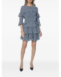 Michael Kors - Georgette Floral-Print Ruffled-Detail Mini Dress - Lyst