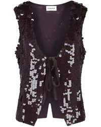 P.A.R.O.S.H. - Sequin-Embellished Front-Tie Blouse - Lyst