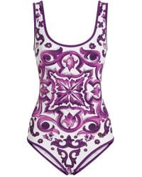 Dolce & Gabbana - Maiolica Print Swimsuit - Lyst