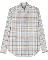 Canali - Plaid Check-Pattern Cotton Linen Shirt - Lyst