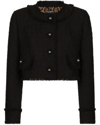 Dolce & Gabbana - Cropped-Tweedjacke Mit Dg-Knöpfen - Lyst