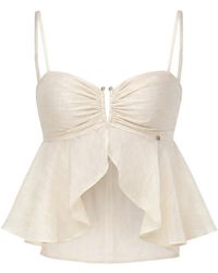 Nissa - Ruffled Lyocell Crop Top - Lyst