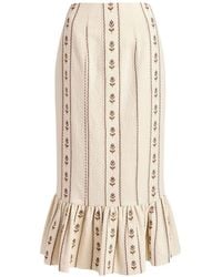 Markarian - Suri Floral-Stripe Fitted Midi Skirt - Lyst