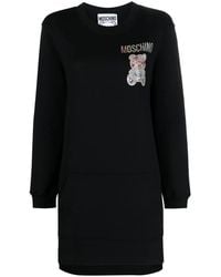 Moschino - Teddy Bear-Embellished Sweatshirt Dress - Lyst