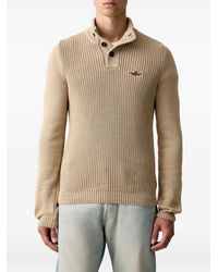 Aeronautica Militare - Ribbed Button-Neck Cotton Sweater - Lyst