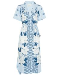 VERANDAH - Floral-Print Braided-Belt Midi Dress - Lyst