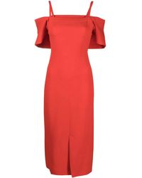 Victoria Beckham - Off-Shoulder Midi Dress - Lyst