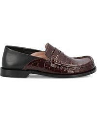 Loewe - Campo Two-Tone Leather Loafers - Lyst