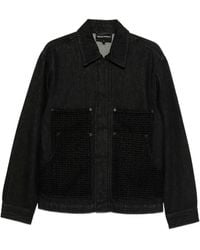 Emporio Armani - Logo-Pattern Denim Jacket - Lyst