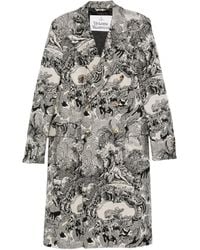 Vivienne Westwood - Cream Baroque Print Long-Sleeve Coat - Lyst