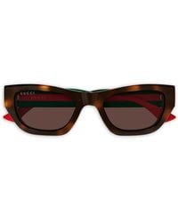 Gucci - Stripe Logo Square-Frame Sunglasses - Lyst