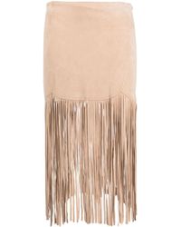 Moschino Jeans - Fringe-detail Suede Skirt - Lyst