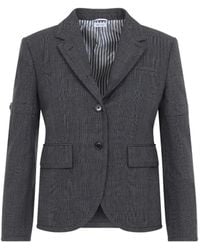 Thom Browne - Check-Pattern Button-Up Blazer - Lyst