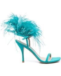 Stuart Weitzman - Feather-Detail Open-Toe 115Mm Sandals - Lyst