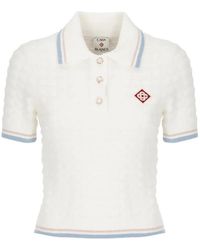 CASABLANCA - Waffle-Knit Logo-Patch Polo Top - Lyst