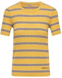 Moncler - Striped Ribbed-Knit T-Shirt - Lyst