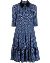 Talbot Runhof - Patterned-Jacquard Ruffle Mini Dress - Lyst